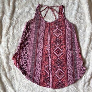 Hollister Ladies Spaghetti Strap Keyhole Back Tank Top Multicolor Boho Size XS